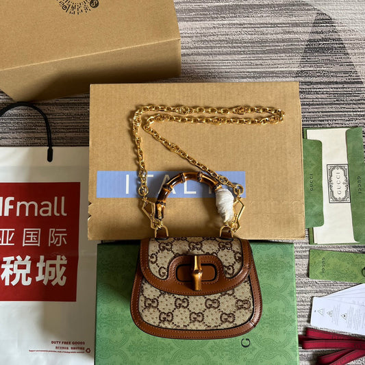 bamboo 1947 series bamboo brown mini handbag 735116