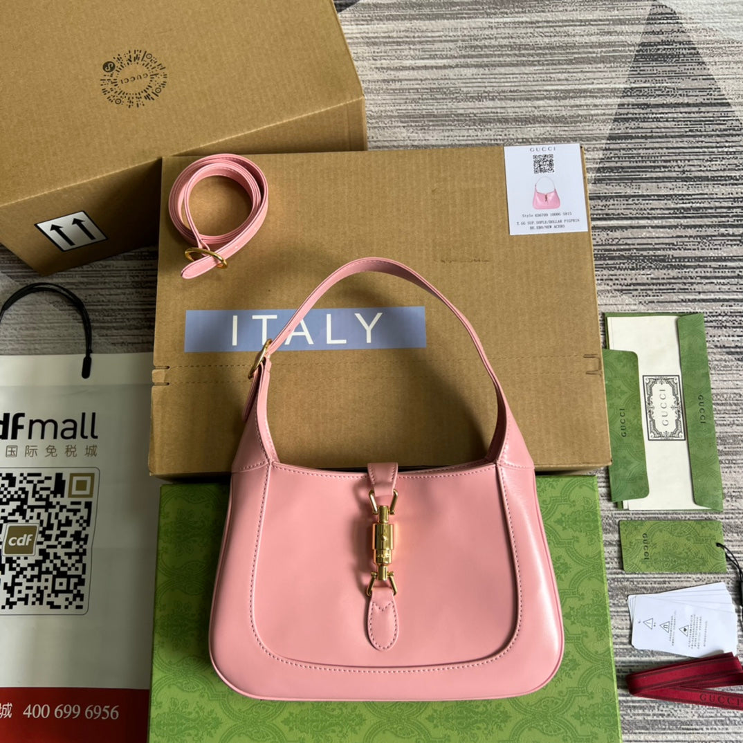 jackie 1961 series pink large 28cm cross shoulder underarm bag 636709