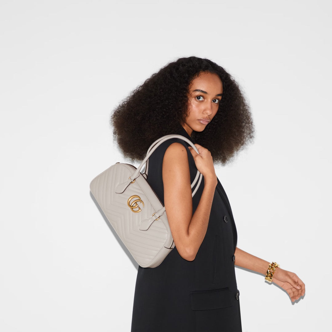 marmont single shoulder underarm crossbody light gray medium handbag 795218