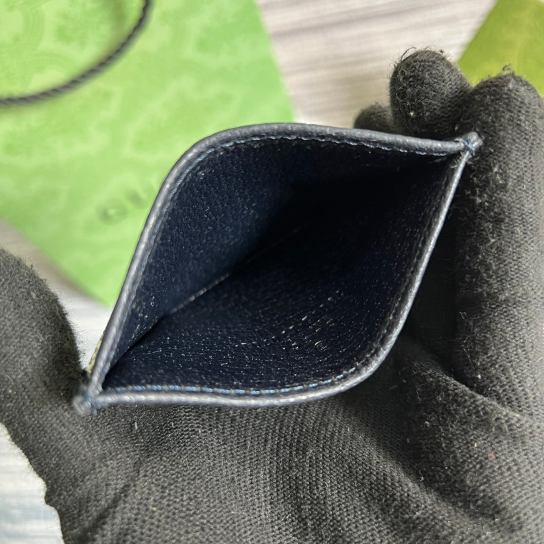 supreme blue canvas oval handheld wallet card bag 673002