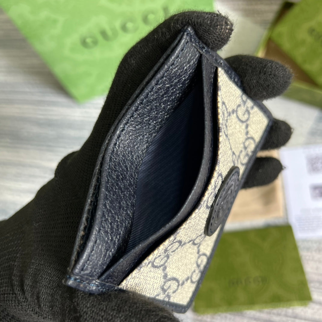 supreme blue canvas oval handheld wallet card bag 673002