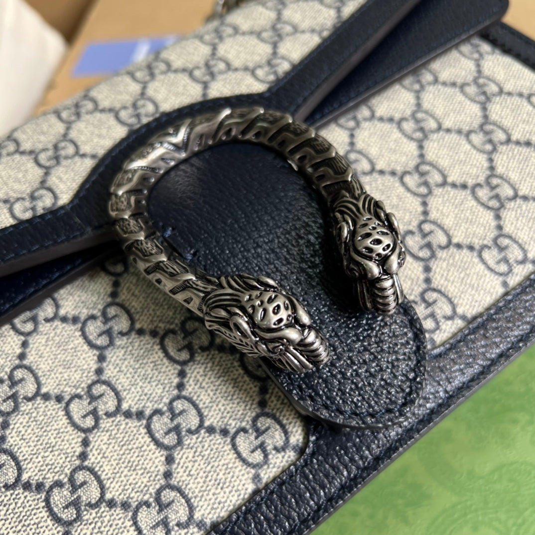 gg dionysus one shoulder crossbody chain blue small square bag 400249