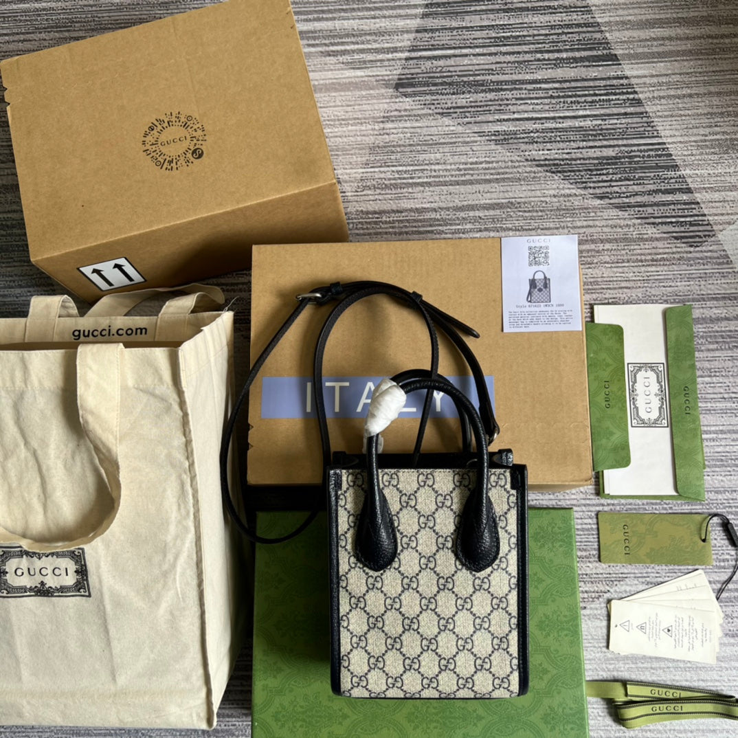 gg retro mini tote blue 16cm handbag 671623