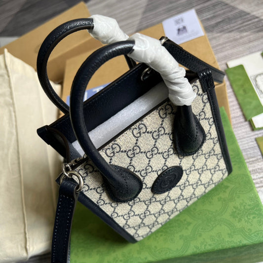 gg retro mini tote blue 16cm handbag 671623