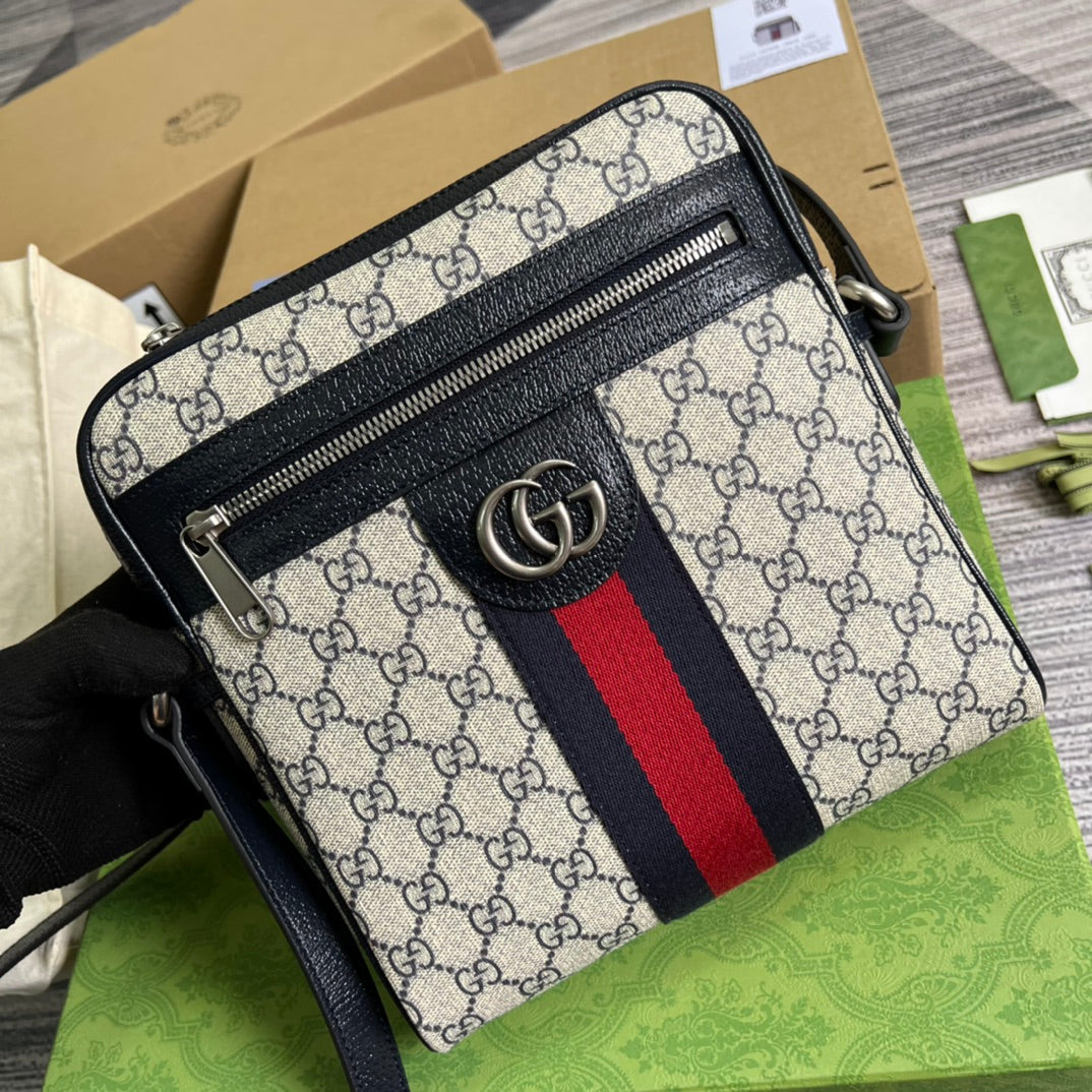 gg blue one shoulder handheld mini handbag 547926