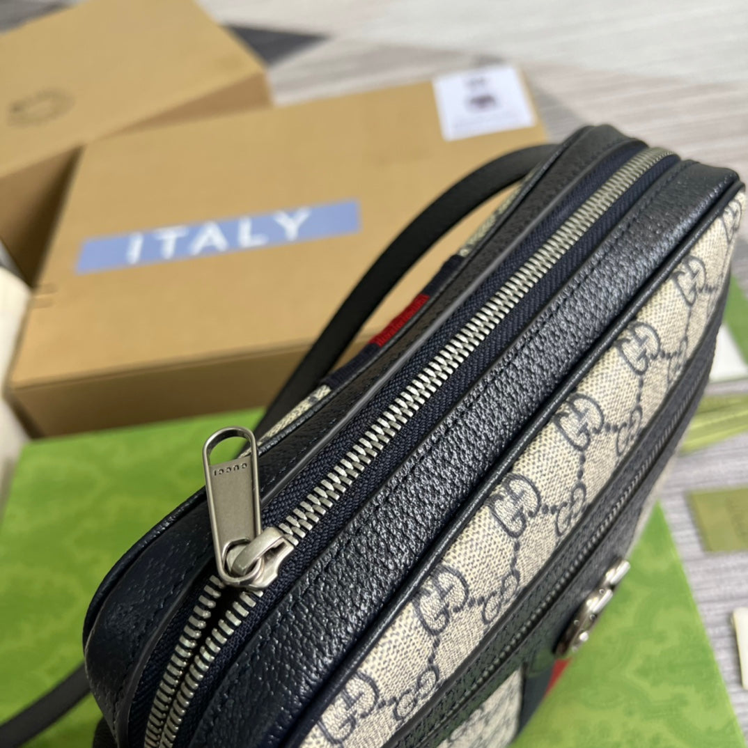 gg blue one shoulder handheld mini handbag 547926