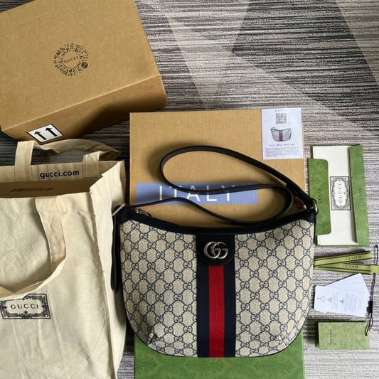 gg ophidia series 30cm blue crossbody shoulder handbag