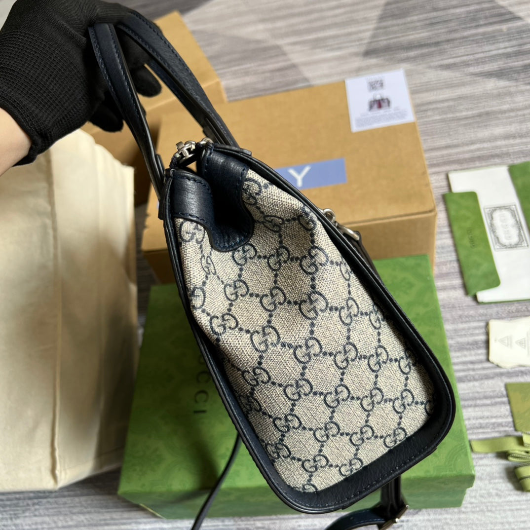 gg blue one shoulder handheld mini handbag 547926