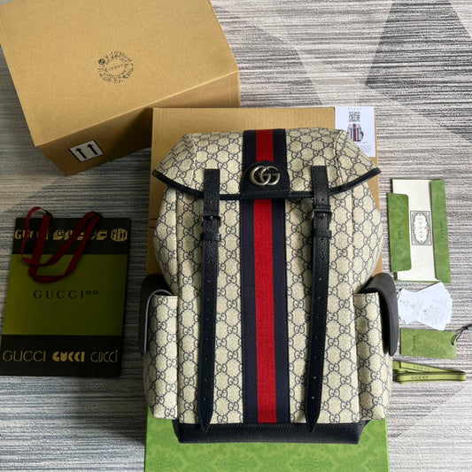 supreme canvas chain color blocked blue backpack 598140