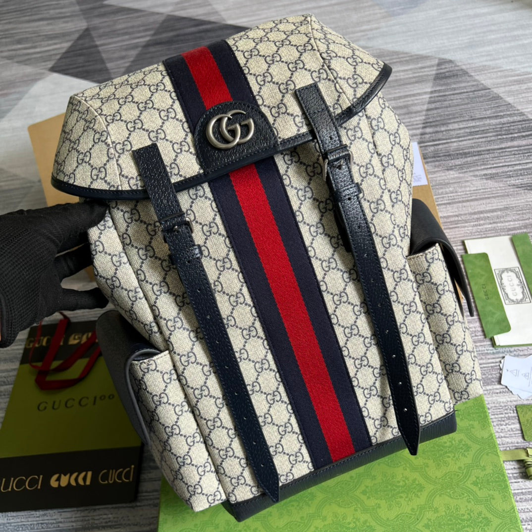 supreme canvas chain color blocked blue backpack 598140