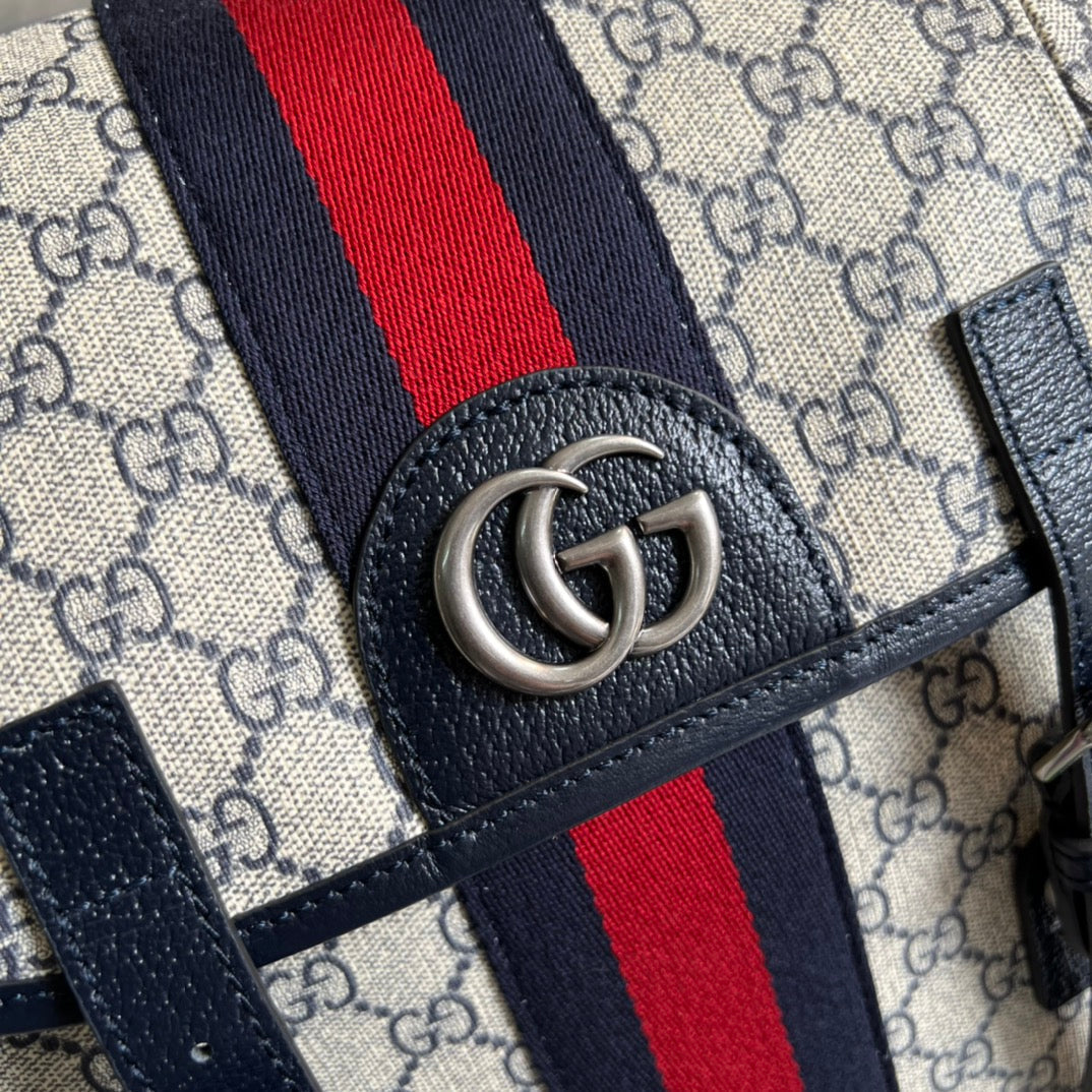 supreme canvas chain color blocked blue backpack 598140