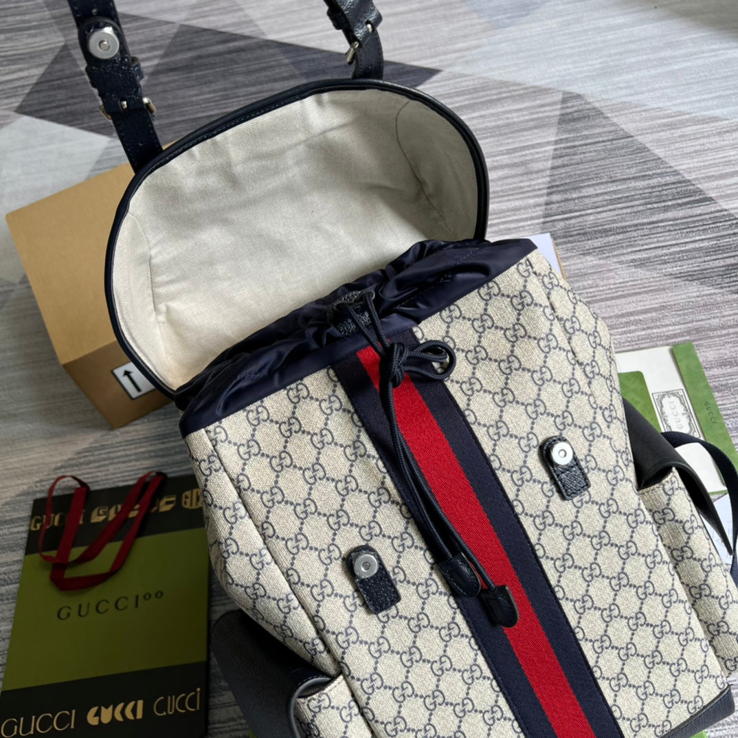 supreme canvas chain color blocked blue backpack 598140