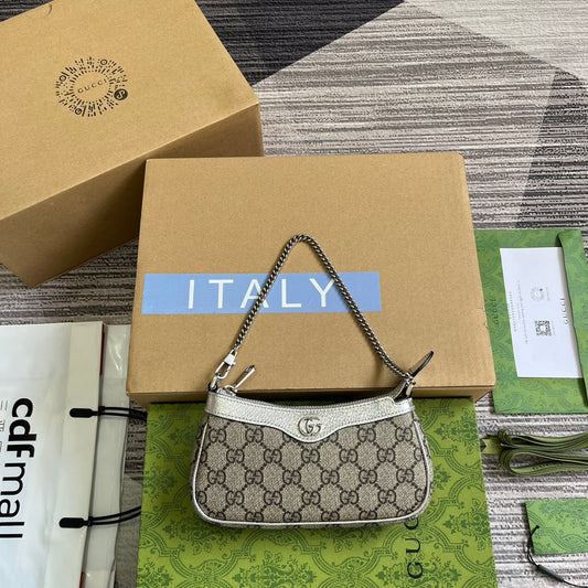 ophidia silver one shoulder underarm 10cm mini handbag 764960