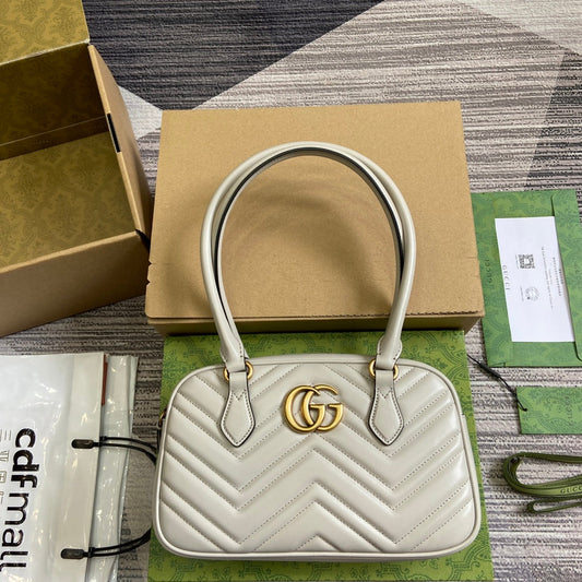 gg marmont light gray underarm handheld shoulder bag 795199