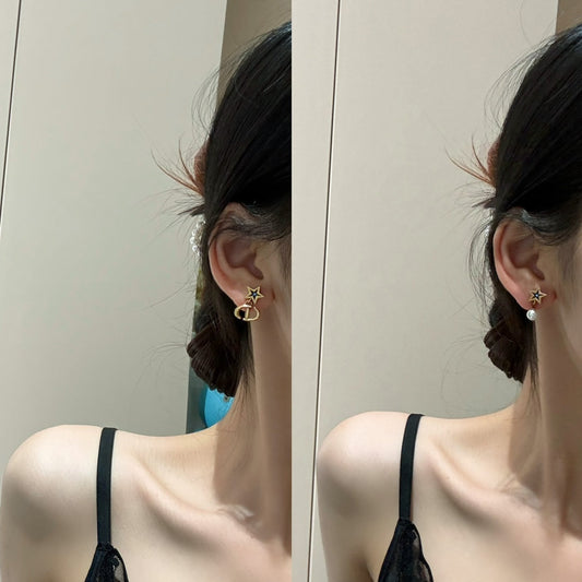 white resin beads and blue imitation crystal earrings ehc87