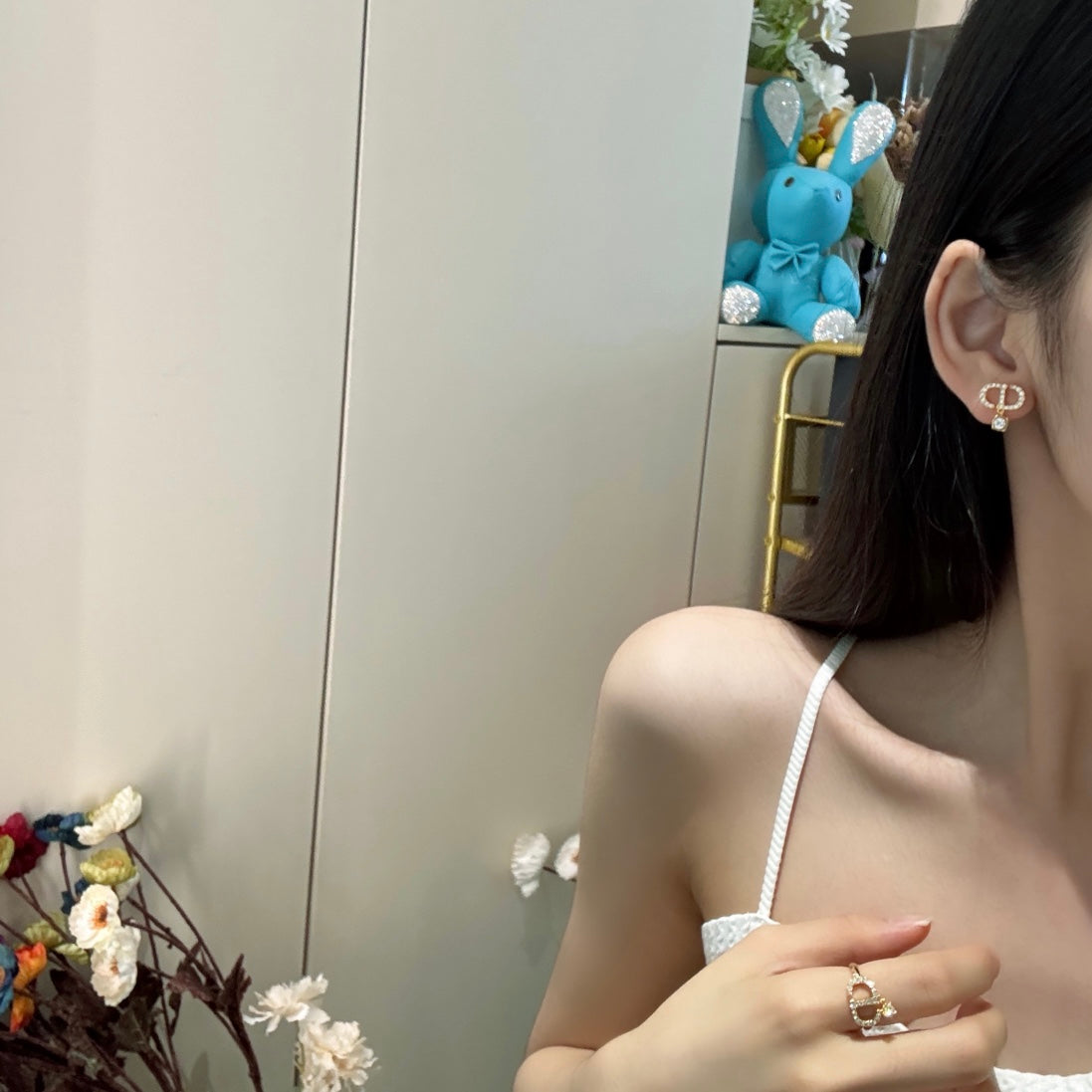 tribales series gold letter studded diamond earrings ehc115