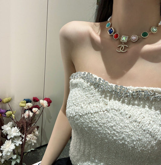 24 Spring/Summer Colorful Diamond Bead Necklace XLC93