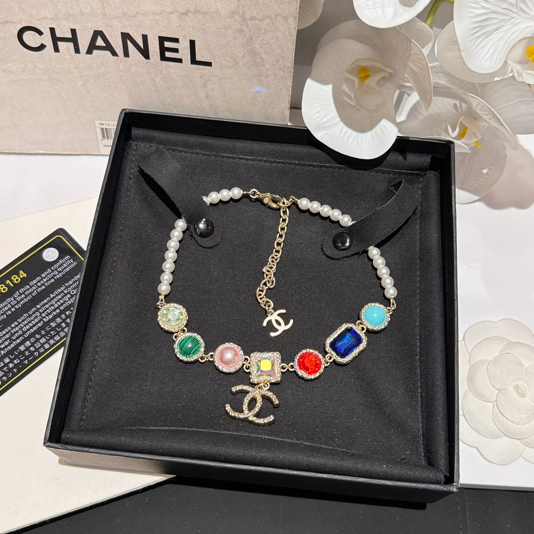 24 Spring/Summer Colorful Diamond Bead Necklace XLC93