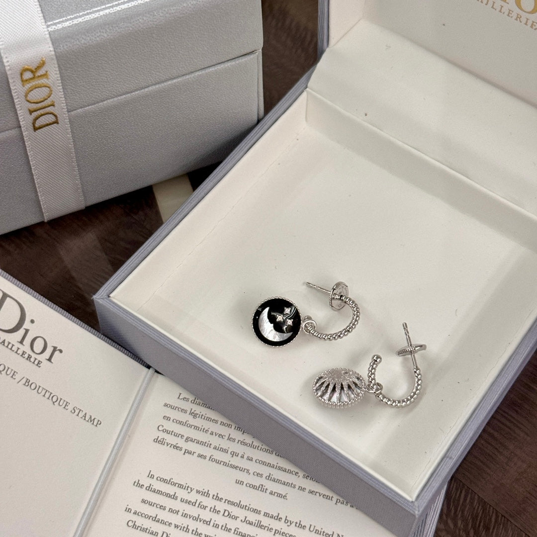 18k platinum sun moon star gem earrings ehc95