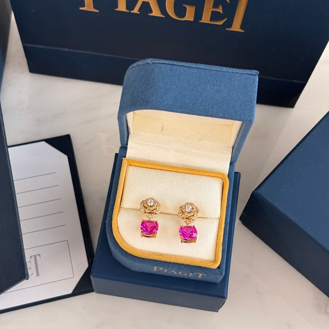 18k Earl of Gold Ruby Rose Earrings EHC121