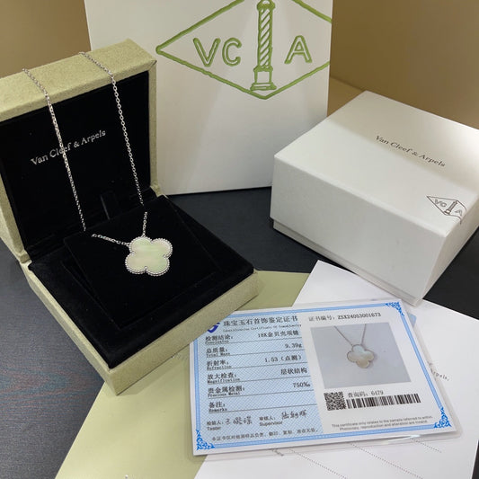 18K Gold VCA White Fritillaria Necklace XLC94