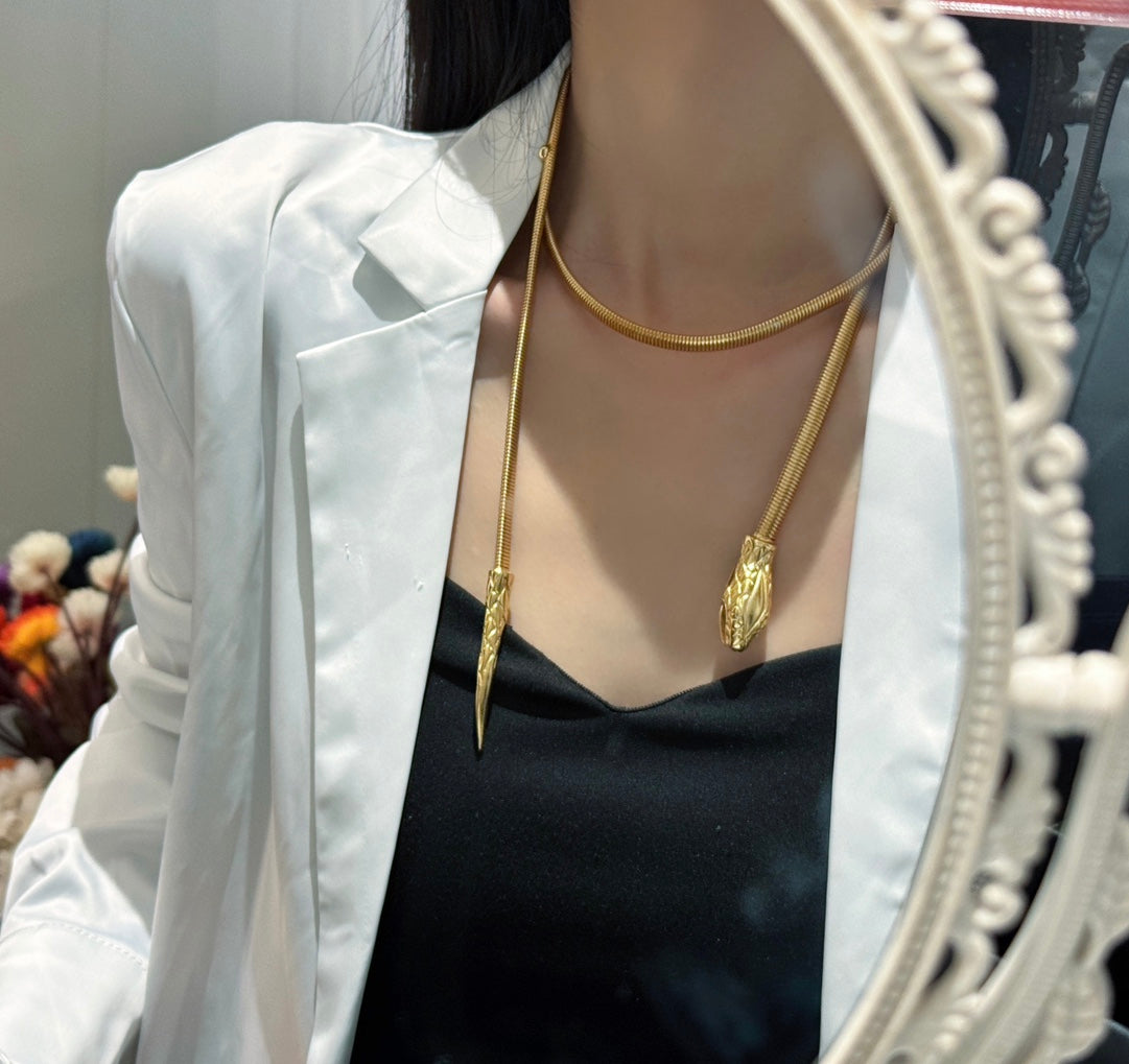 Gold Multi layered Snake Necklace XLC100