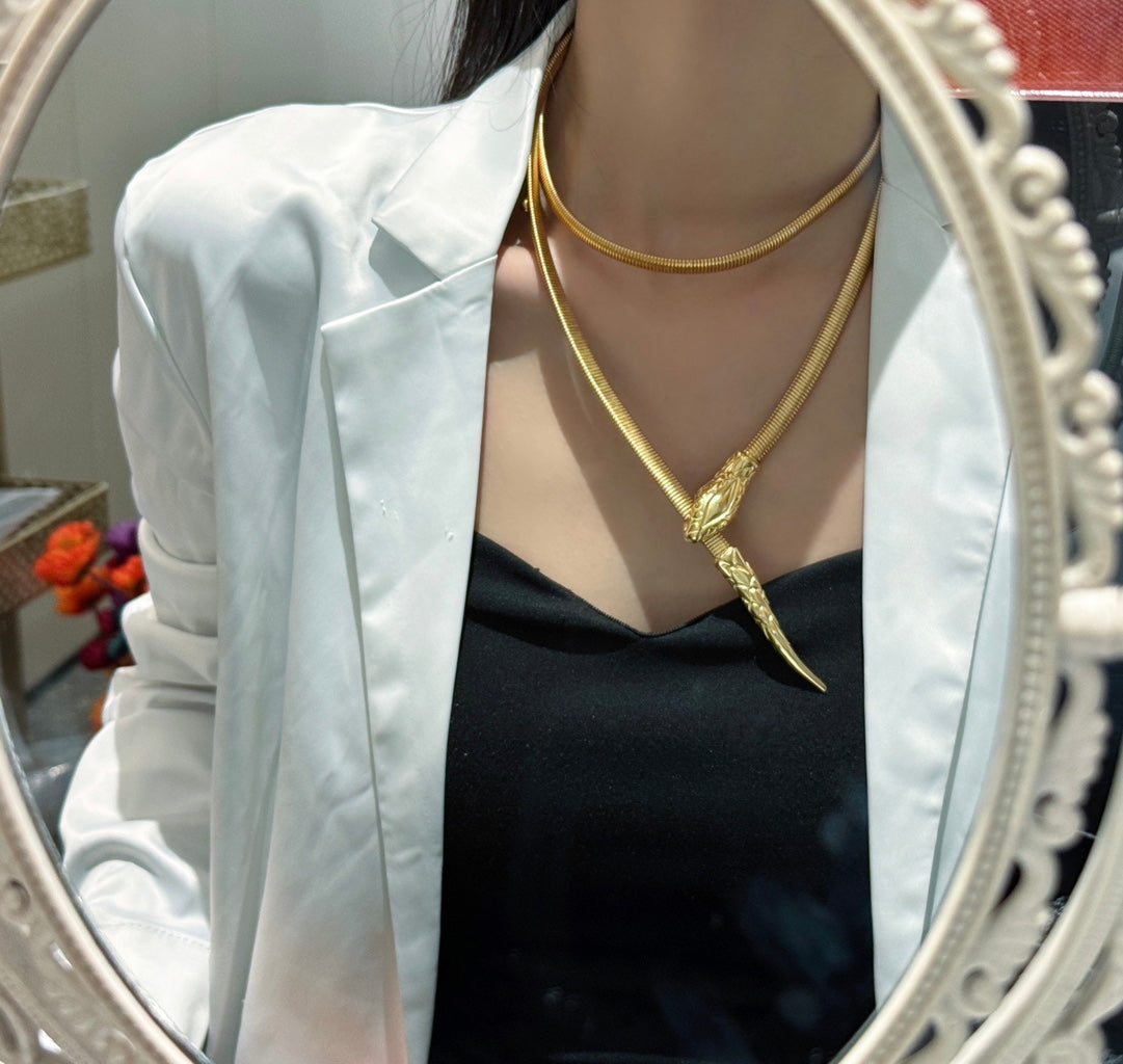 Gold Multi layered Snake Necklace XLC100