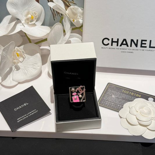 cha black enamel peach heart diamond set ring jza189