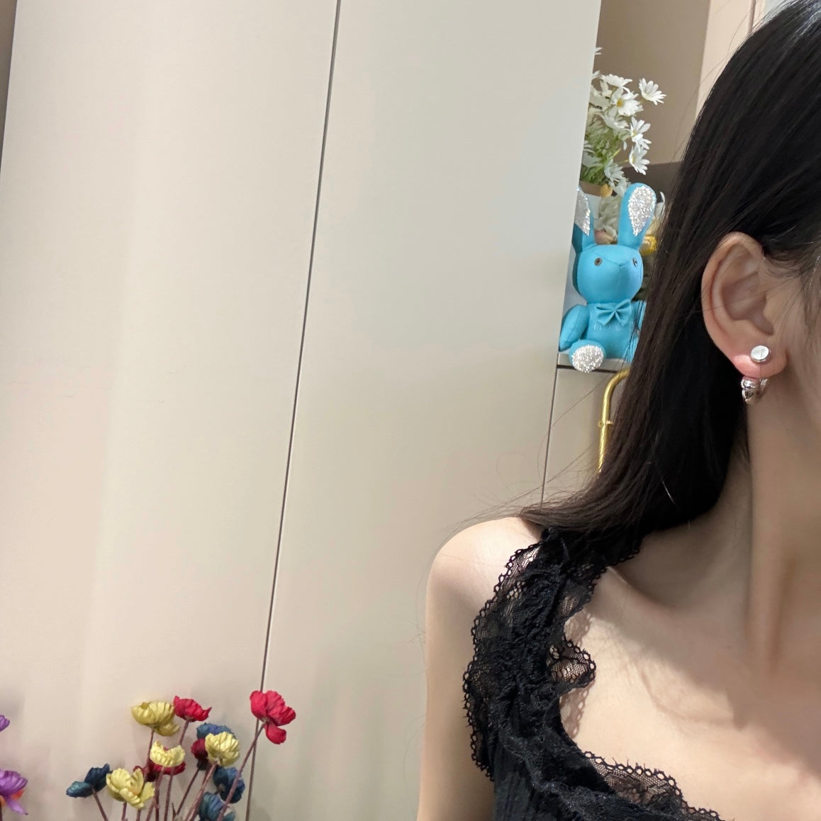 c shaped silver small round mosquito coil earrings ehc131