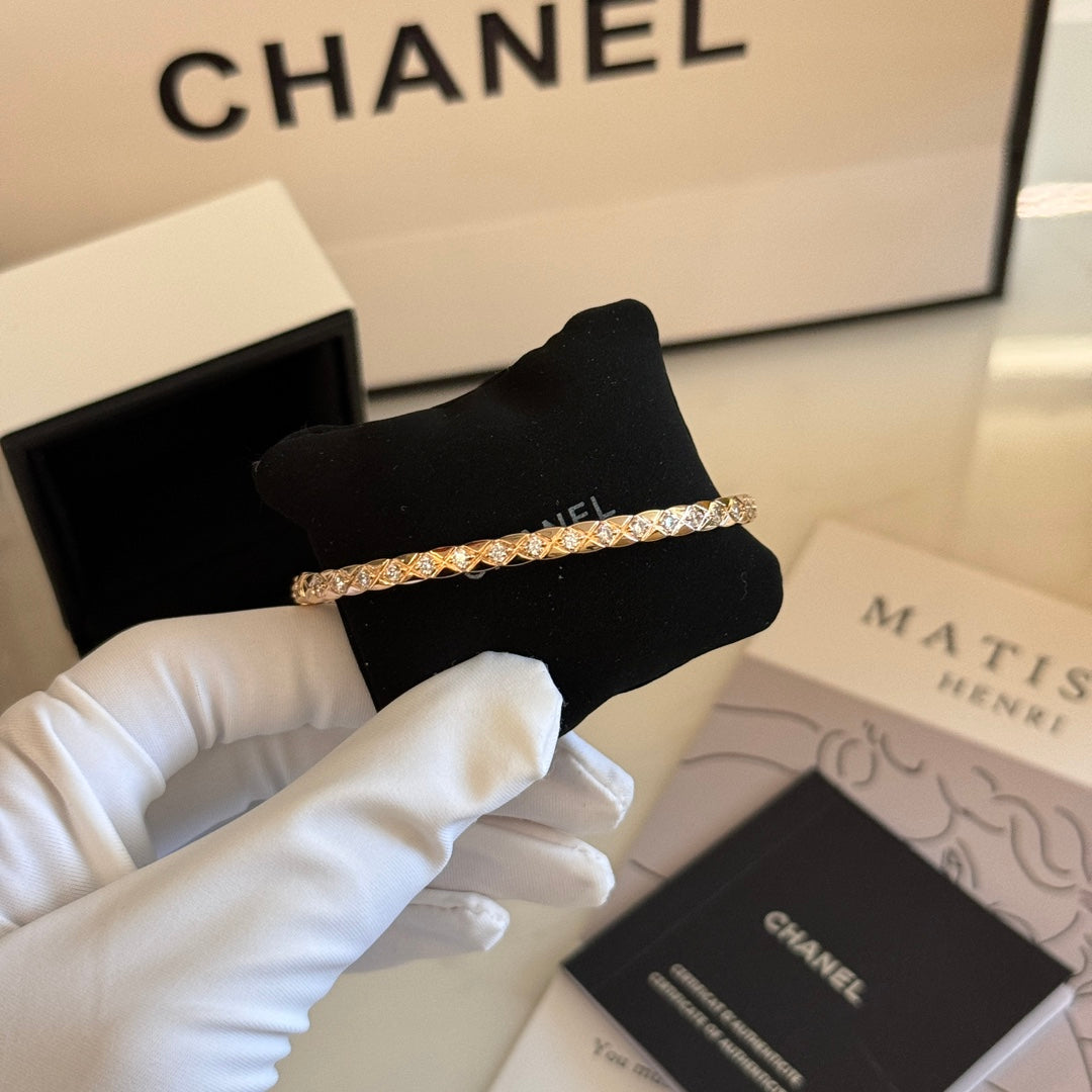 18k Rose Gold Diamond Checkered Full Diamond Narrow Edition Bracelet SLC54