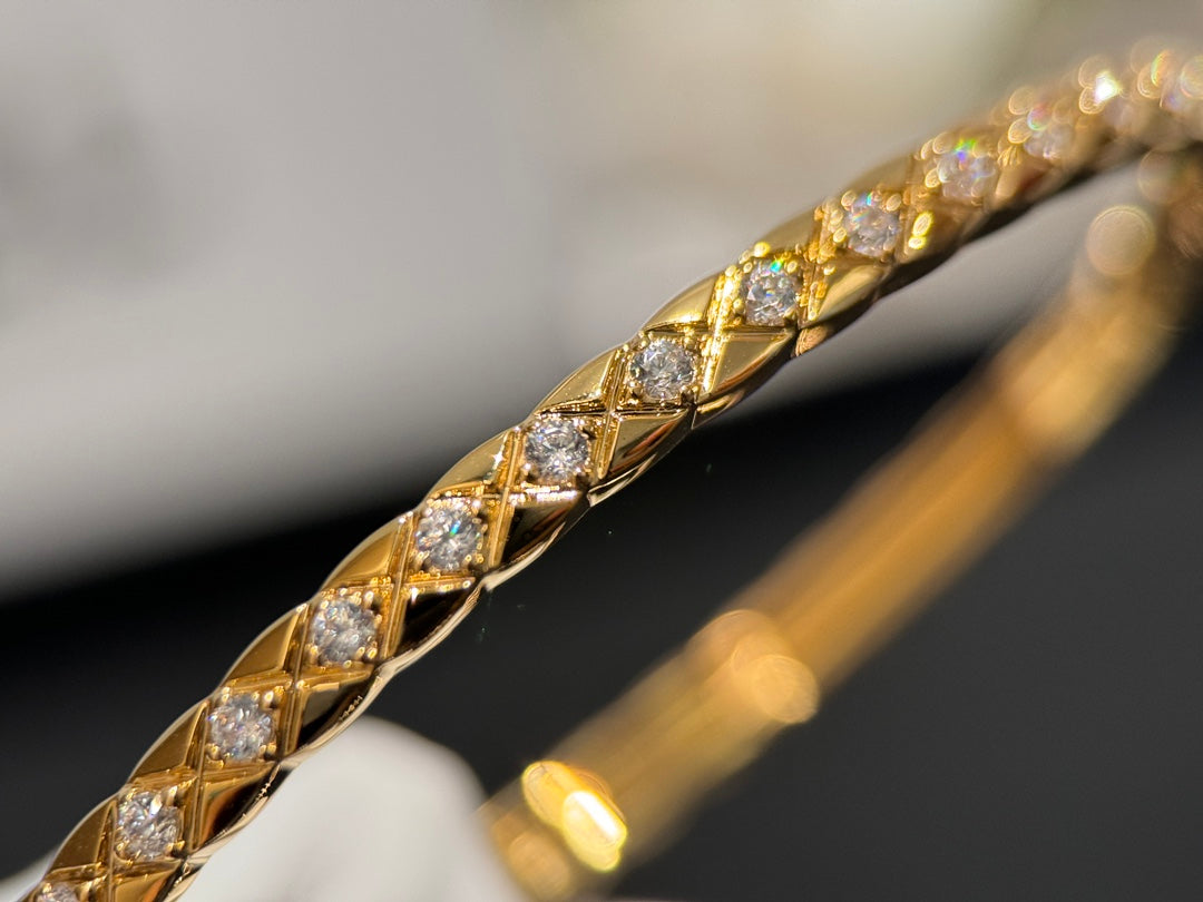 Golden diamond checkered full diamond narrow edition bracelet SLC70