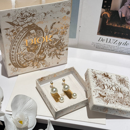 gold double pearl earrings ehc99