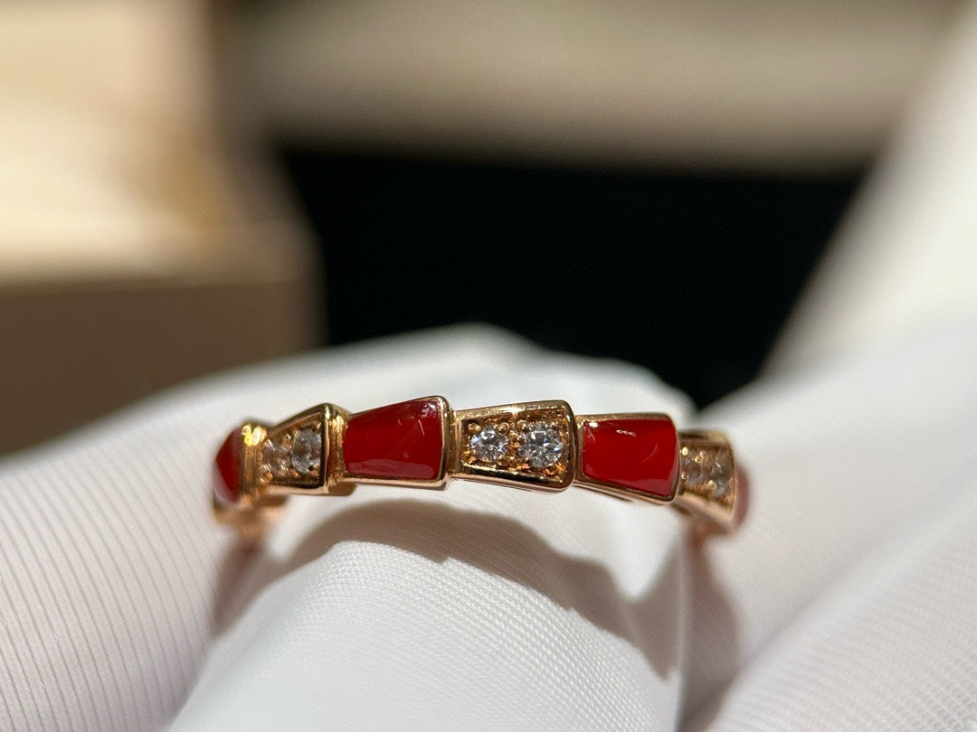 rose gold snake shaped diamond gemstone ring jzc33