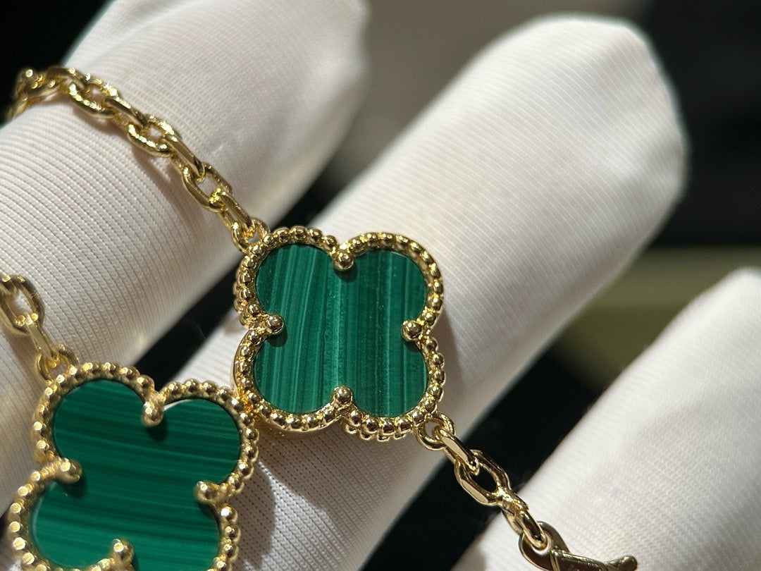 Golden Malachite Diamond Five Flower Bracelet SLC58