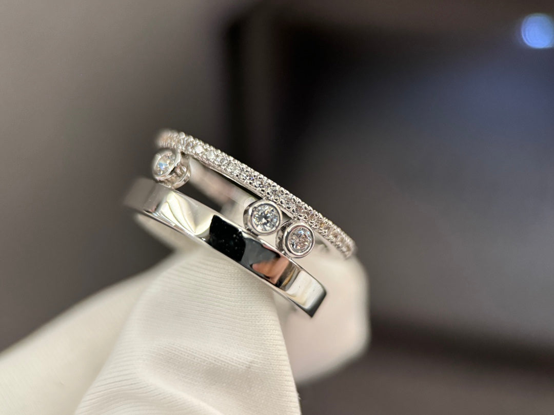 18k platinum dynamic double ring diamond ring jzc30