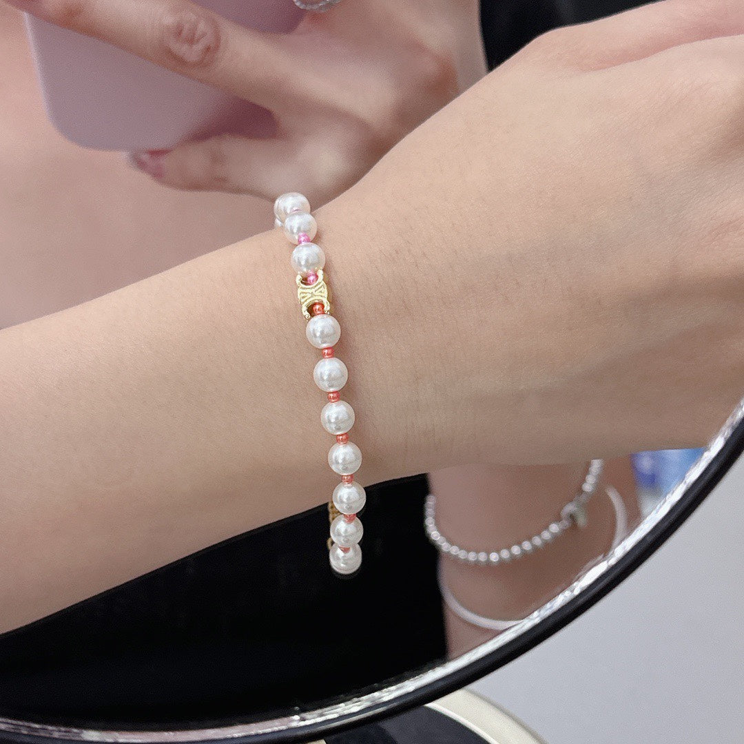 Silver Shadow Pearl Pink Bracelet SLC56