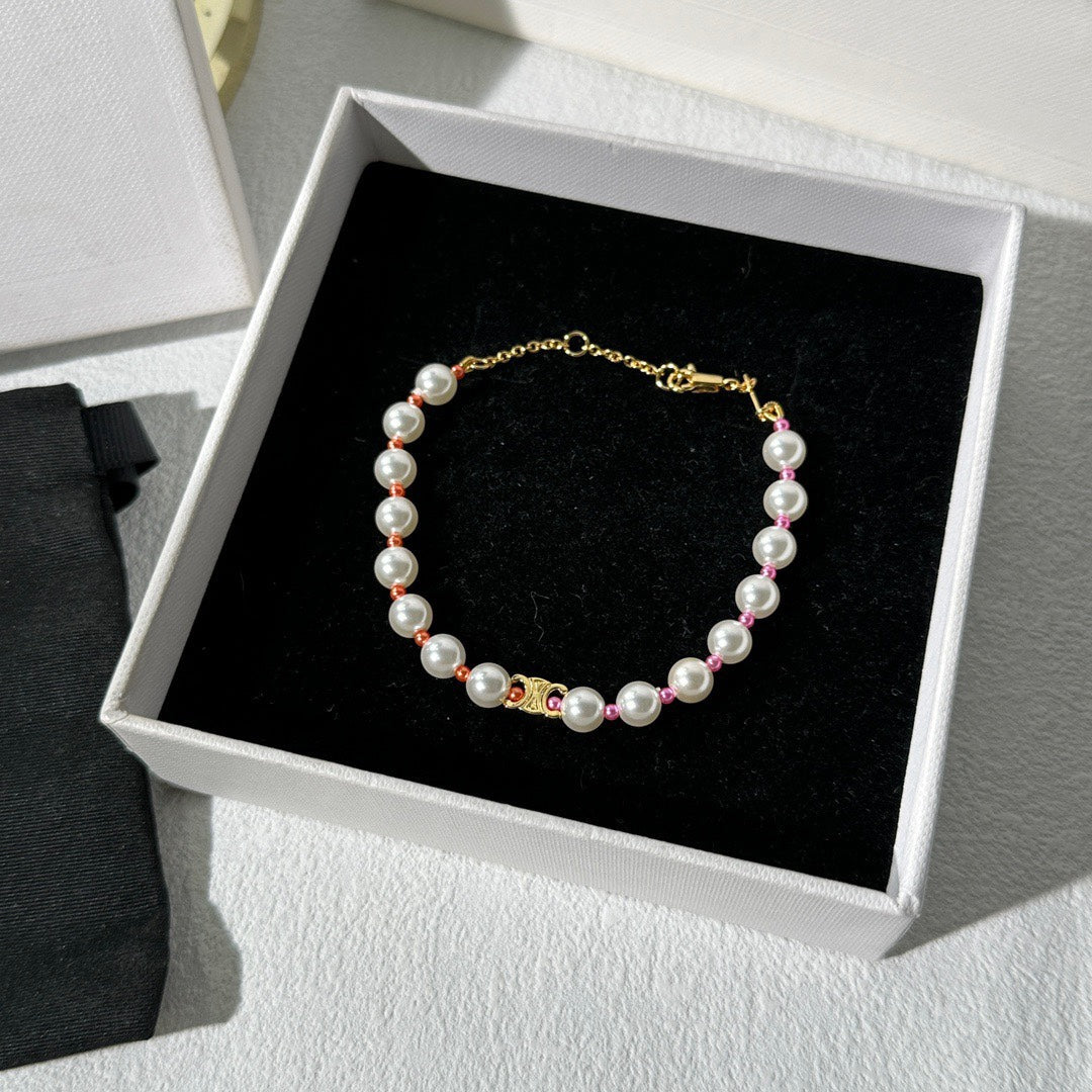 Silver Shadow Pearl Pink Bracelet SLC56