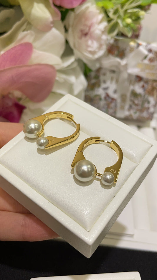 tribales new look two pearl gold earrings ehc113