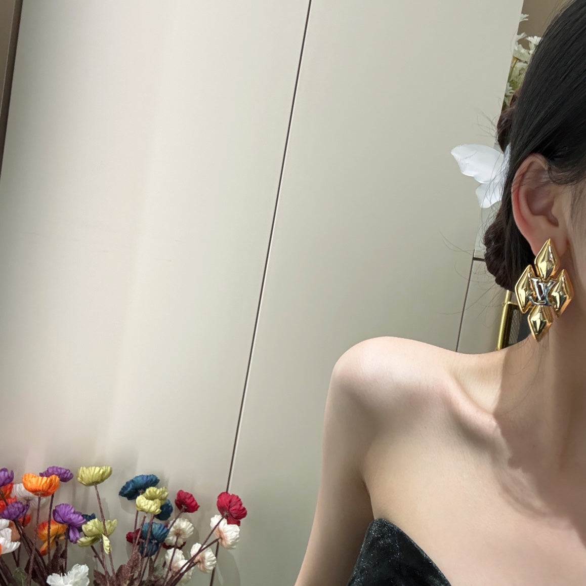 new light gold diamond earrings ehc130