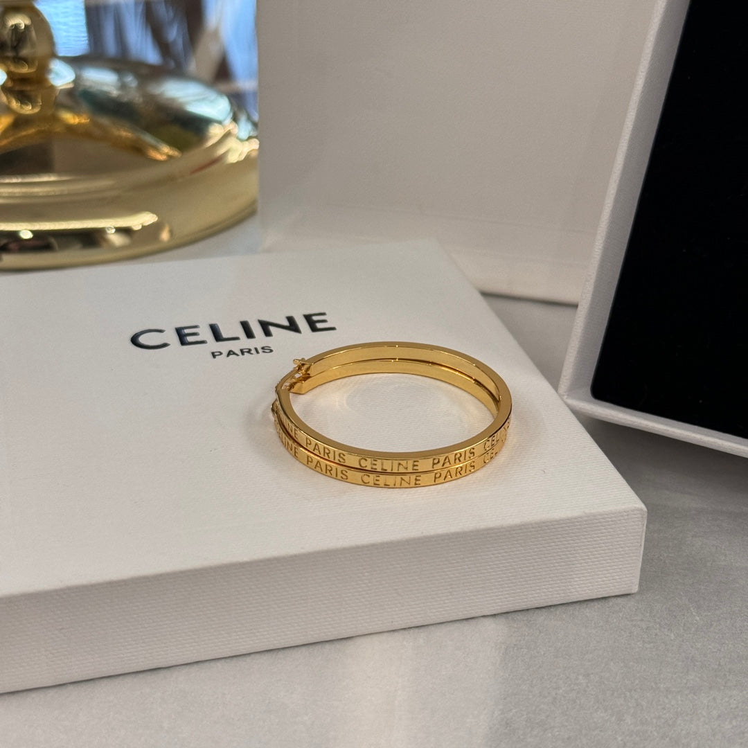 CELINE PARIS Gold Large Ring Earrings EHC123