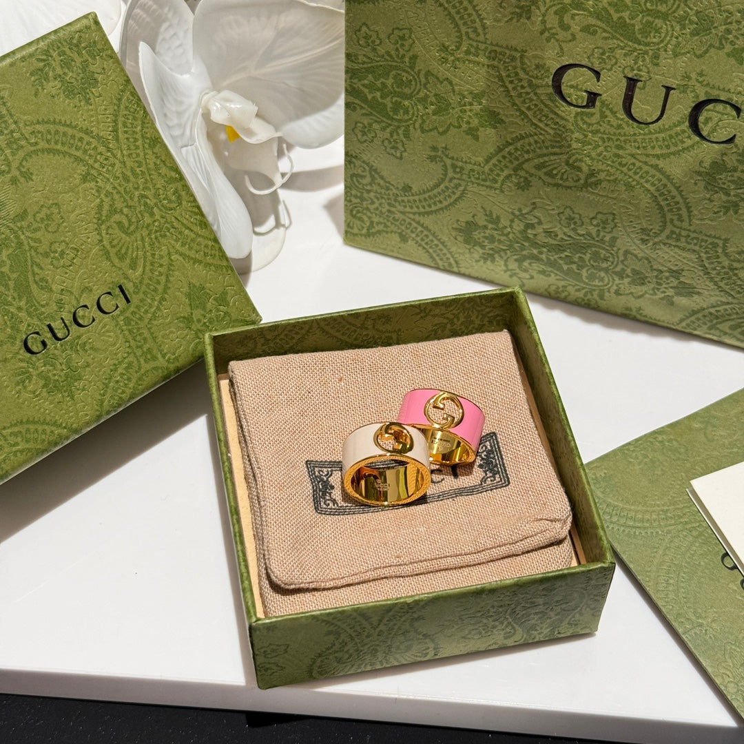 blondie series wide white enamel ring jzc34