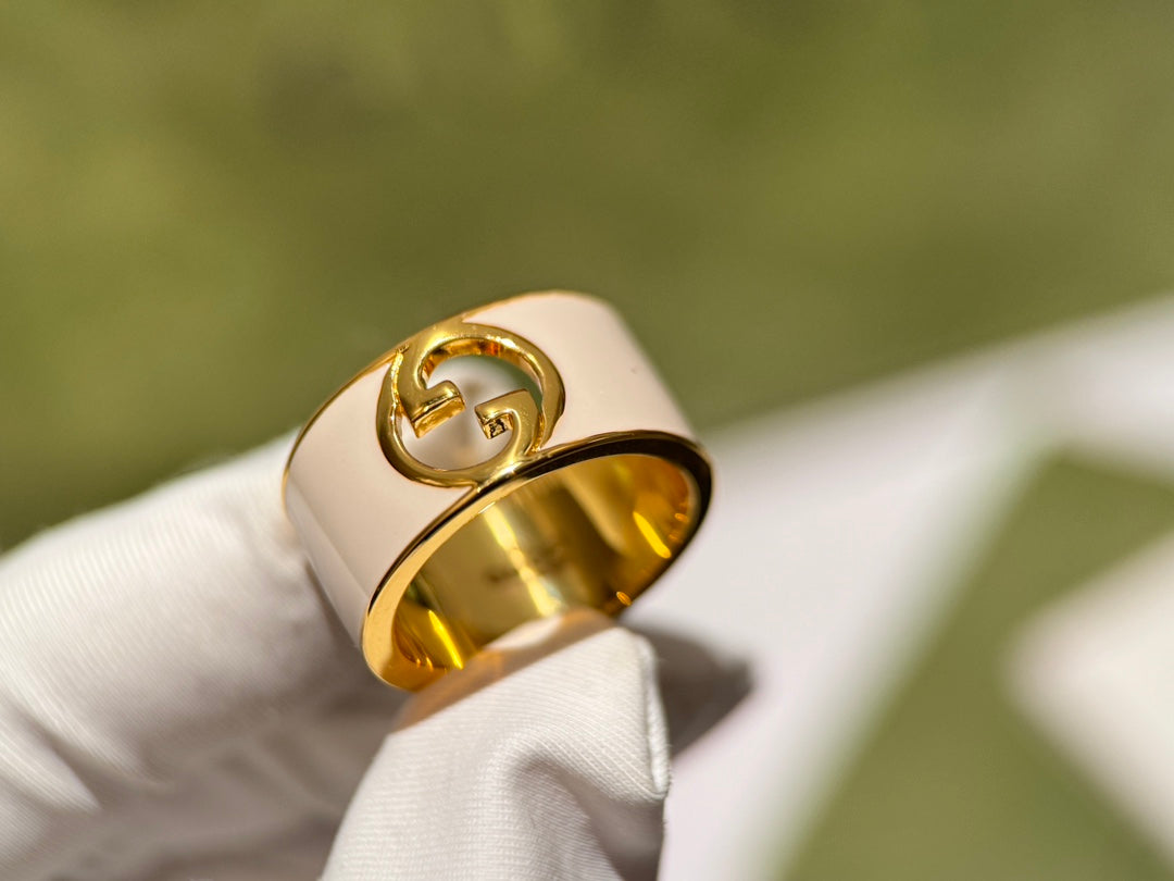 blondie series wide white enamel ring jzc34