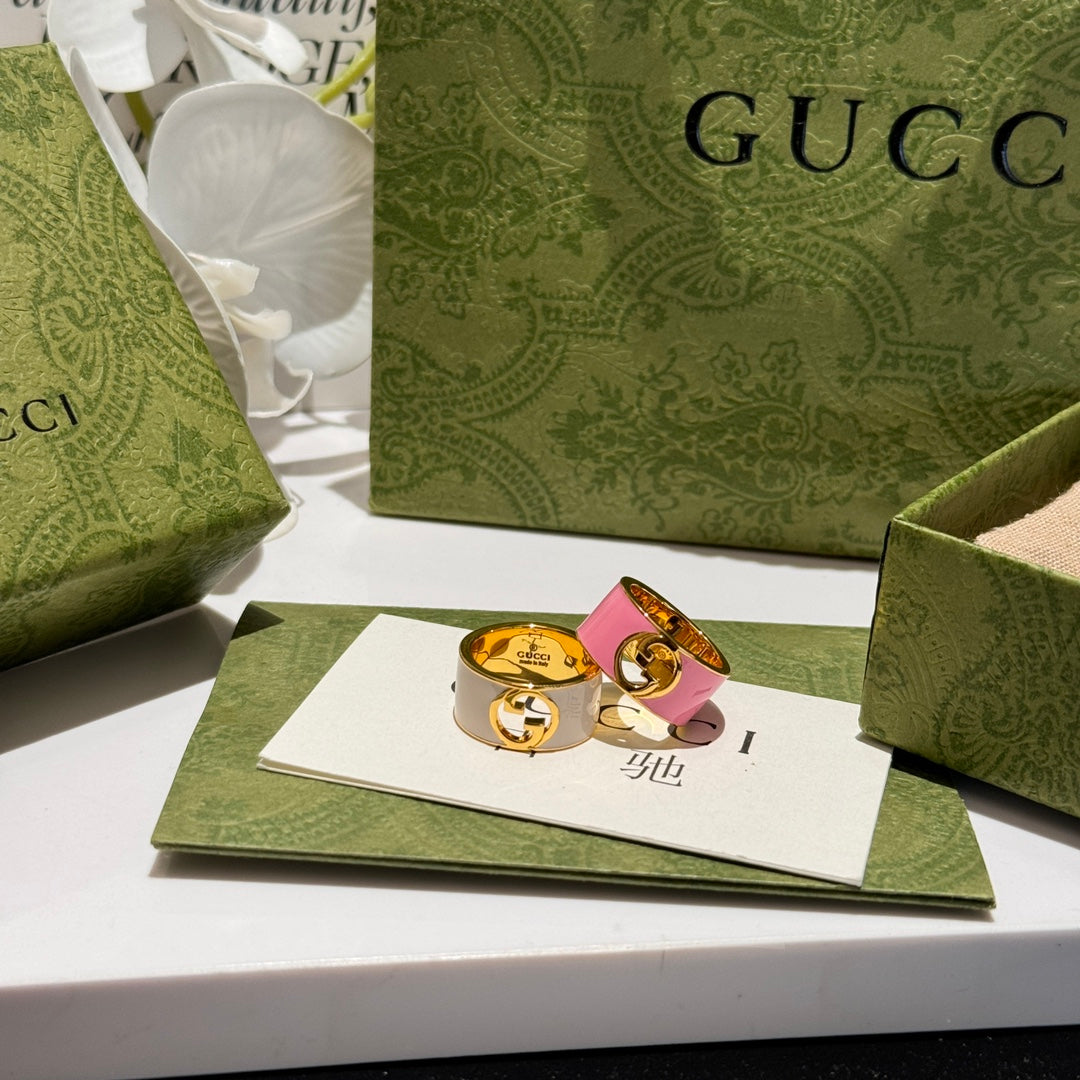 blondie series wide white enamel ring jzc34