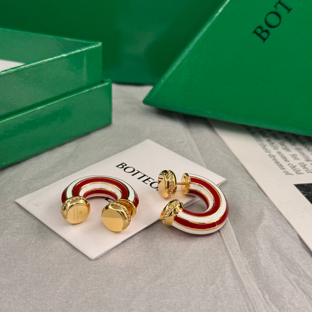 bottega veneta red and white striped enamel earrings ehc124