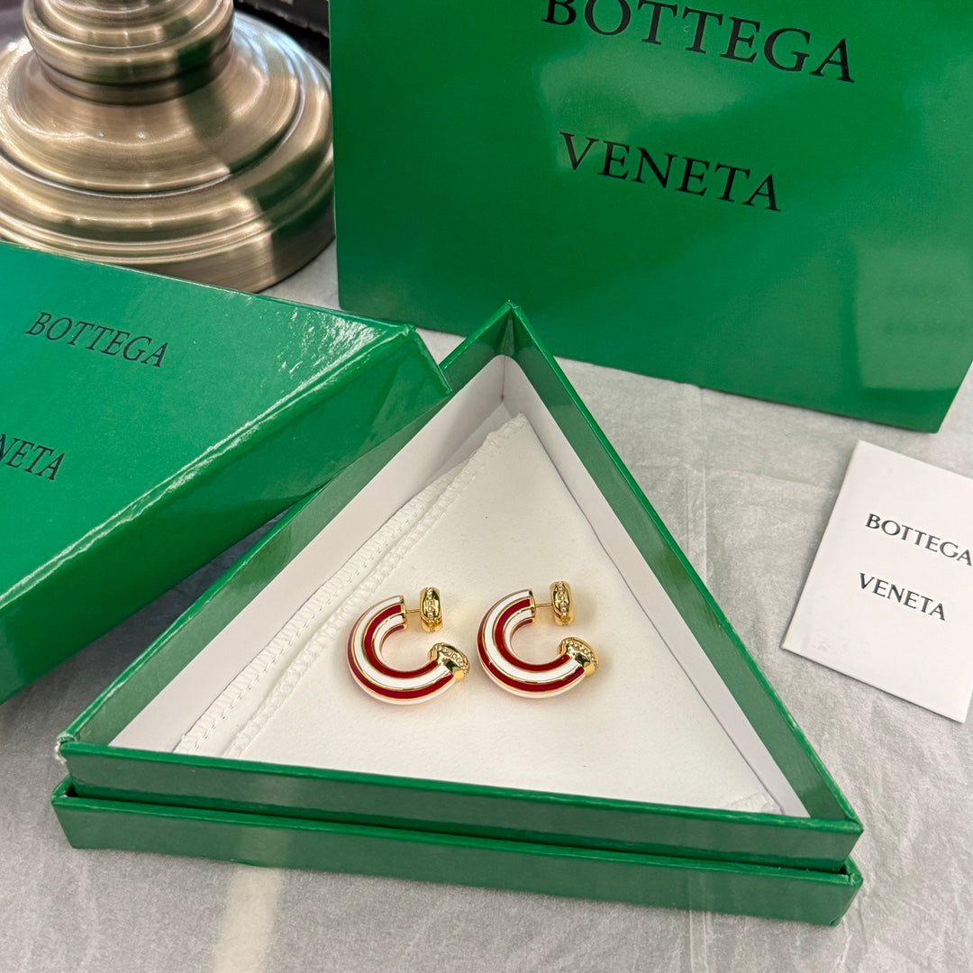 bottega veneta red and white striped enamel earrings ehc124
