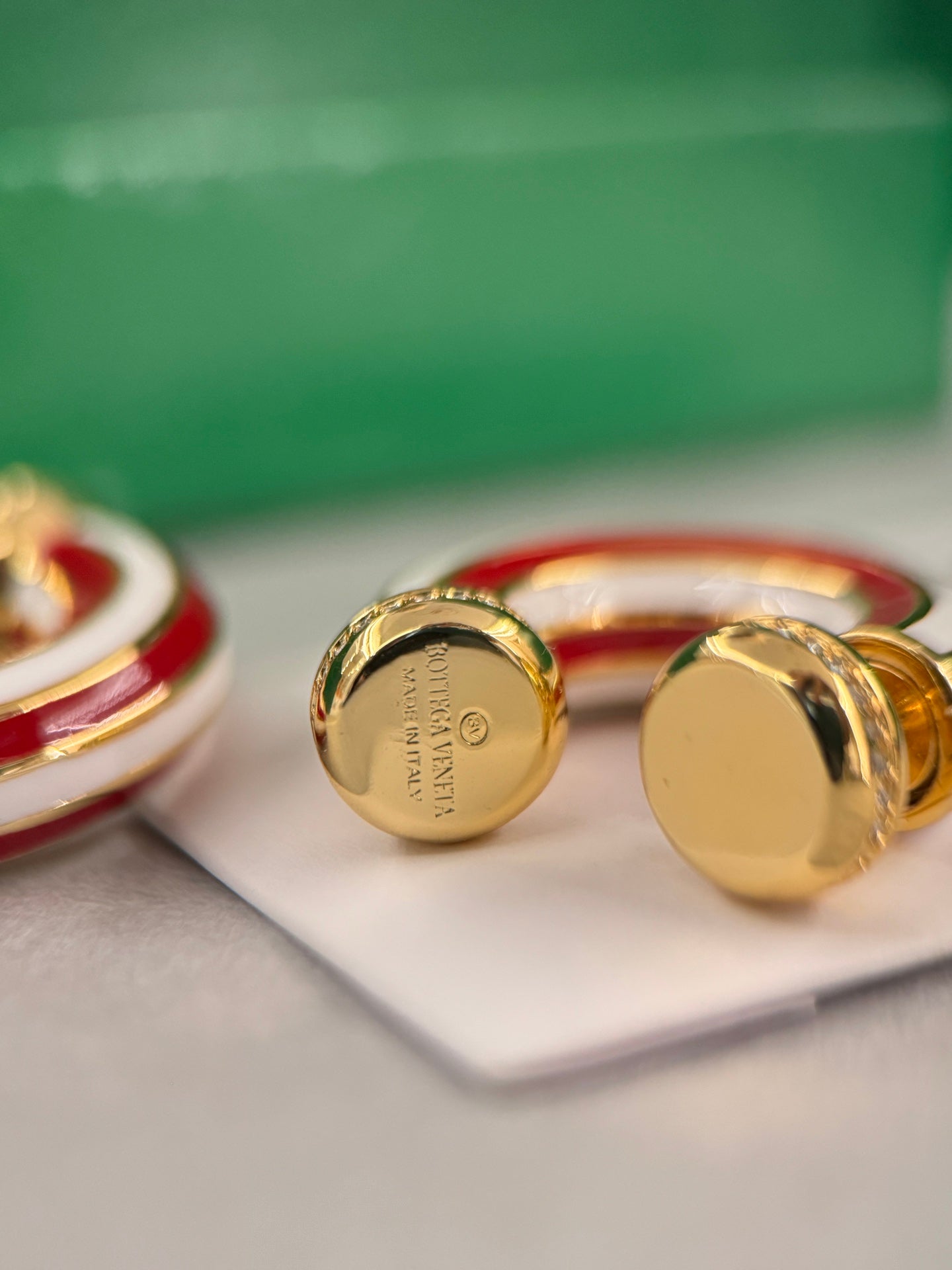 bottega veneta red and white striped enamel earrings ehc124