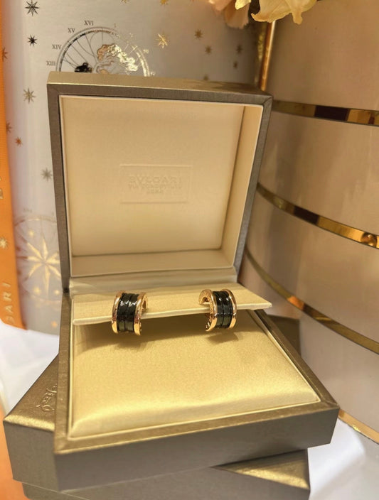 rose gold black ceramic half ring earrings ehc129