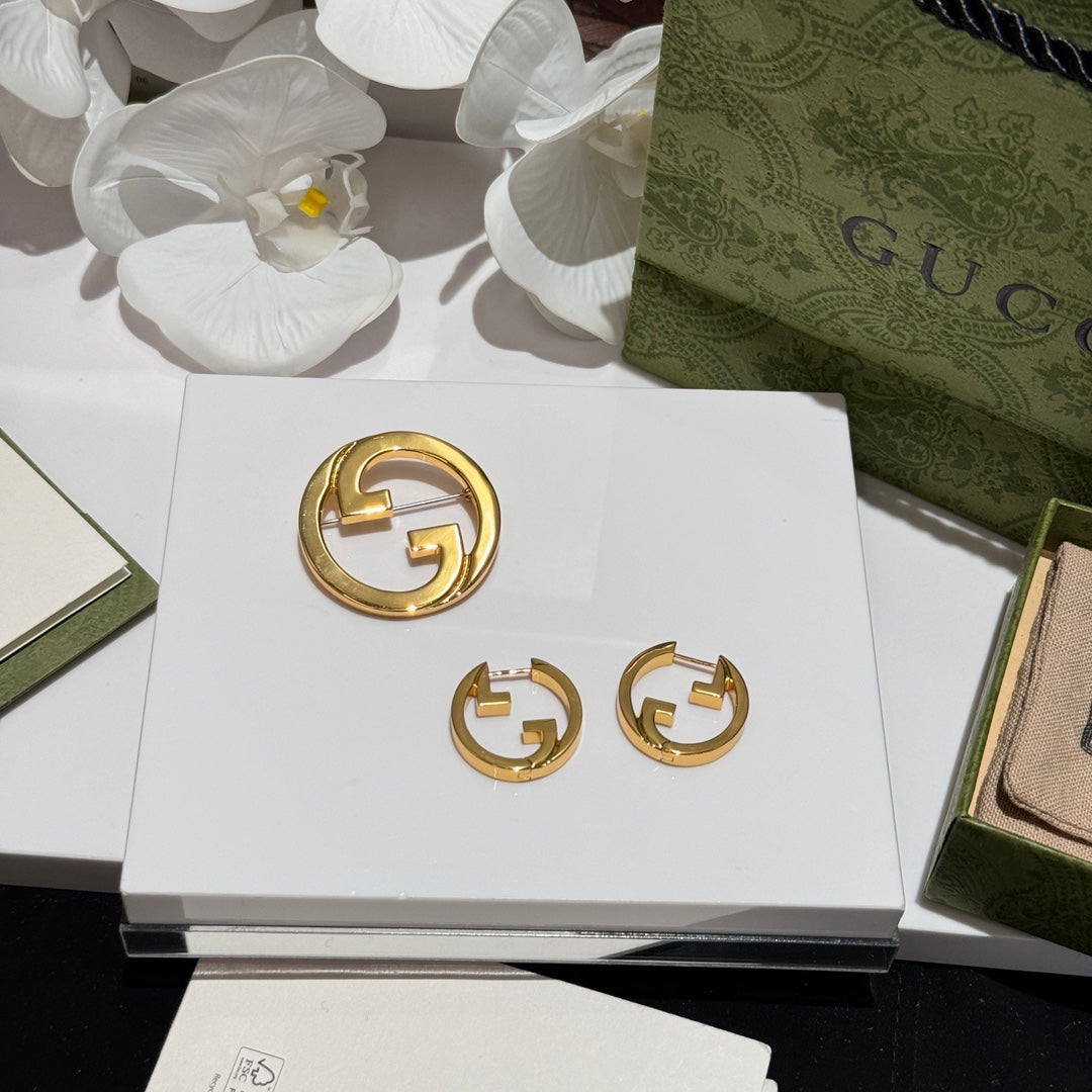 blondie light gold series ring gold earrings ehc140