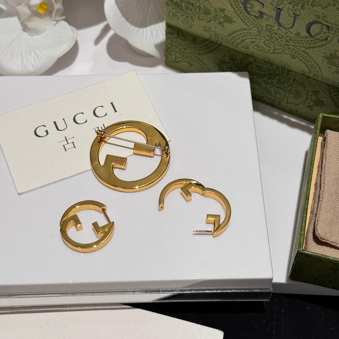 blondie light gold series ring gold earrings ehc140