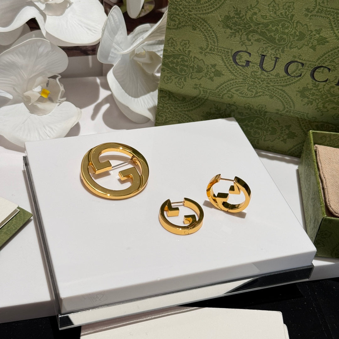 blondie light gold series ring gold earrings ehc140